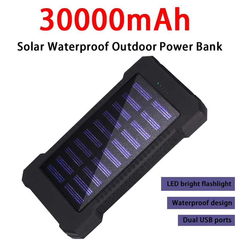 30000mAh Solar Power Bank Dual USB przenośny zewnętrzny akumulator ...