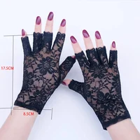 Black Fingerless Sexy Lace Gloves Women Sun Protection Gloves Women Driving Mittens For Bride Ladies Half Finger Fishnet Gloves 4