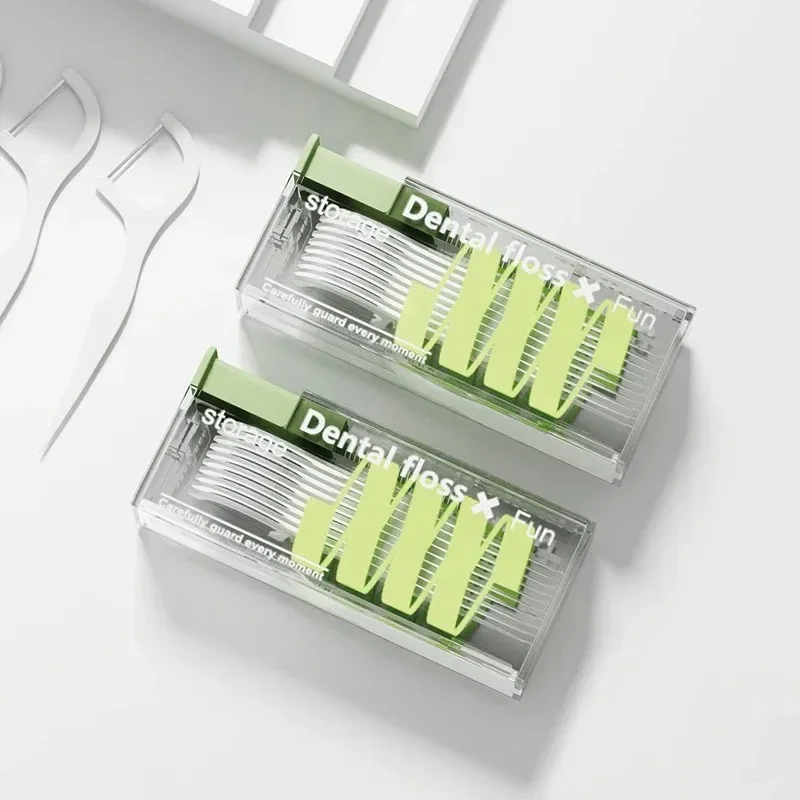 10Sets Portable Floss Holder Automatic Ejectable 10Pcs Floss Organizer Press-on Carry-on Disposable Flossing Sticks
