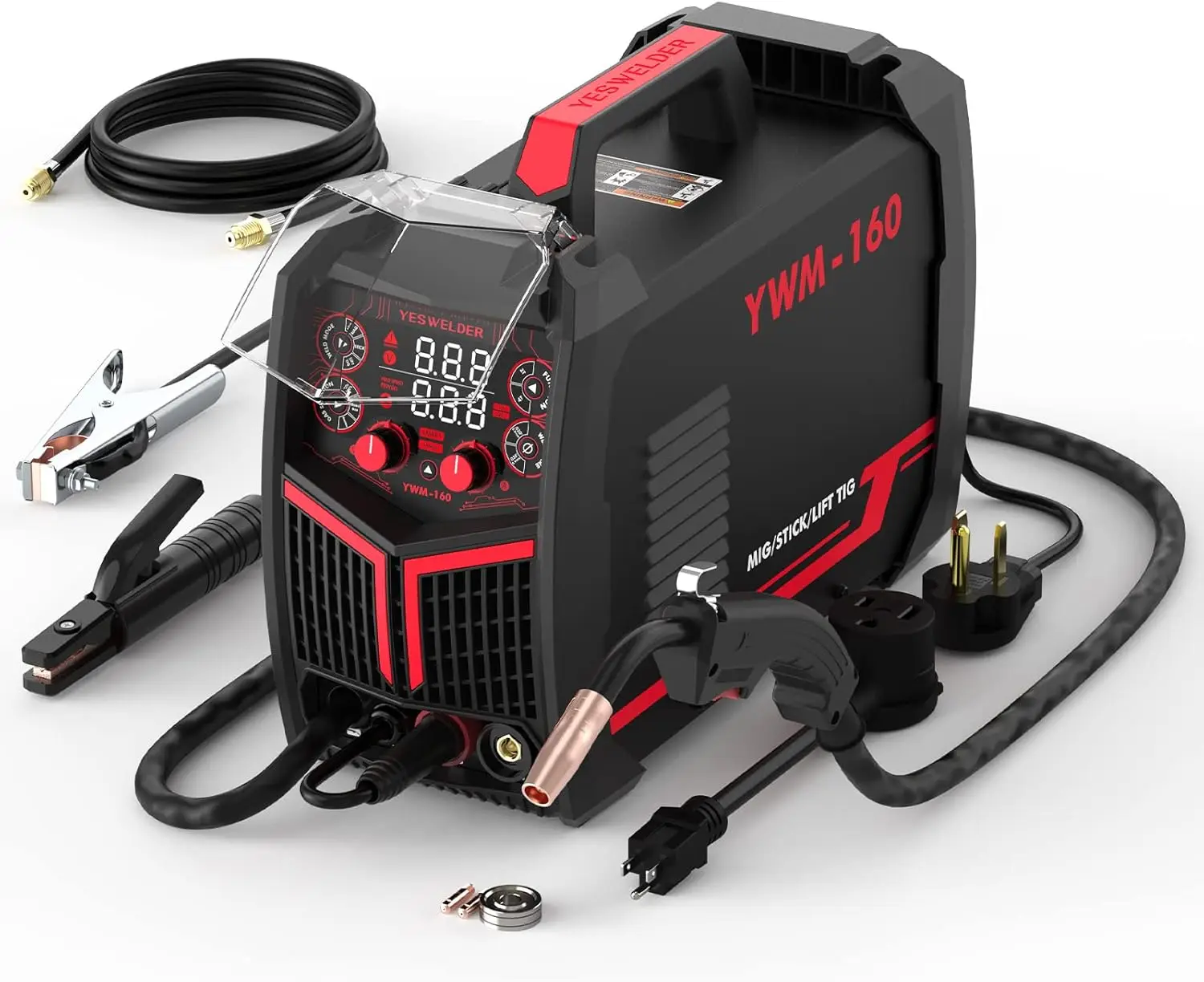 YESWELDER Gas Gasless 160A Multiprocess MIG Welder Flux Cored Lift TIG Stick ARC Welder 4 in 1 Welding Machine Synergic Control