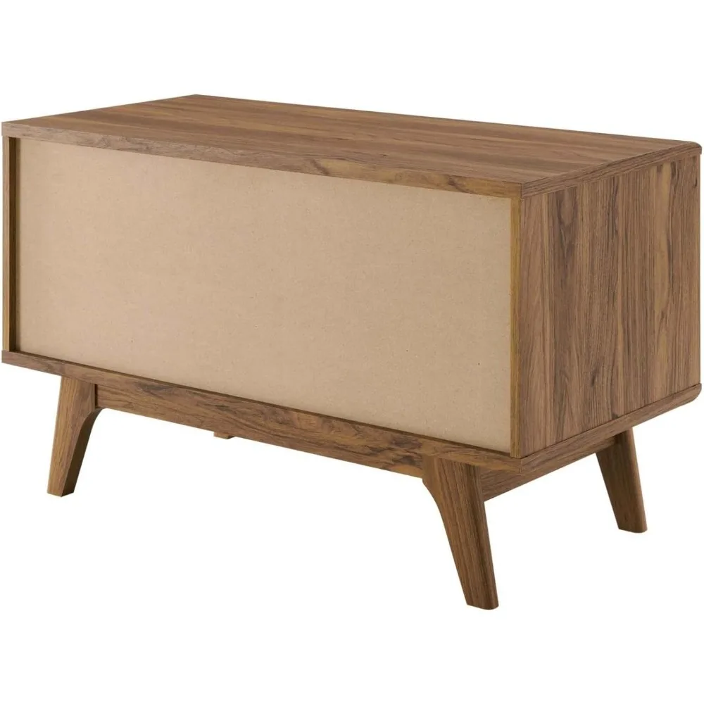 render mid-century modern 37" vinyl record display stand in walnut, 37 inch