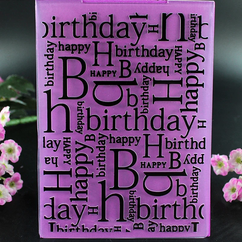 Plastic Happy Birthday Embossing Folder DIY Craft Template Molds Stamp Stencils Scrapbook Paper Cards Photo Album Making Tools plastic embossing folder,embossing folder