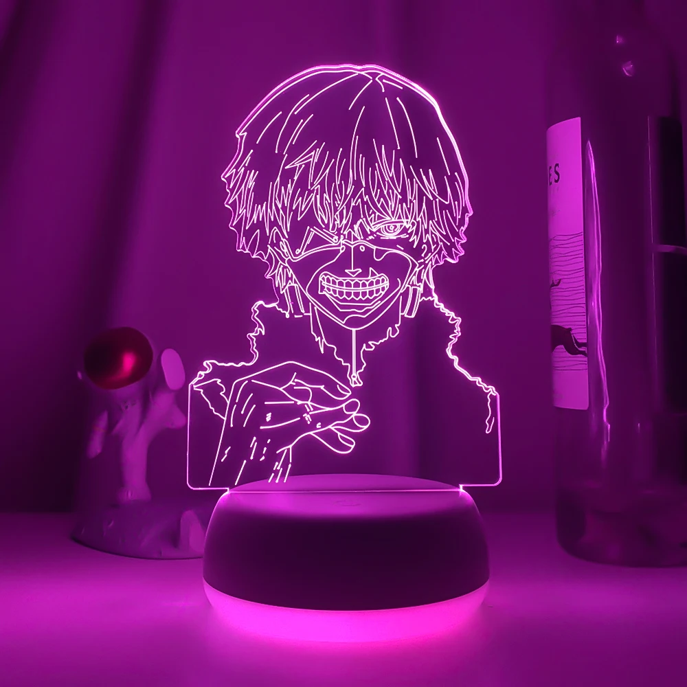 star night light Newest Tokyo Ghoul Ken Kaneki 3d Lamp for Bedroom Decor Nightlight Cool Birthday Gift Acrylic Led Night Light Anime Tokyo Ghoul led night light