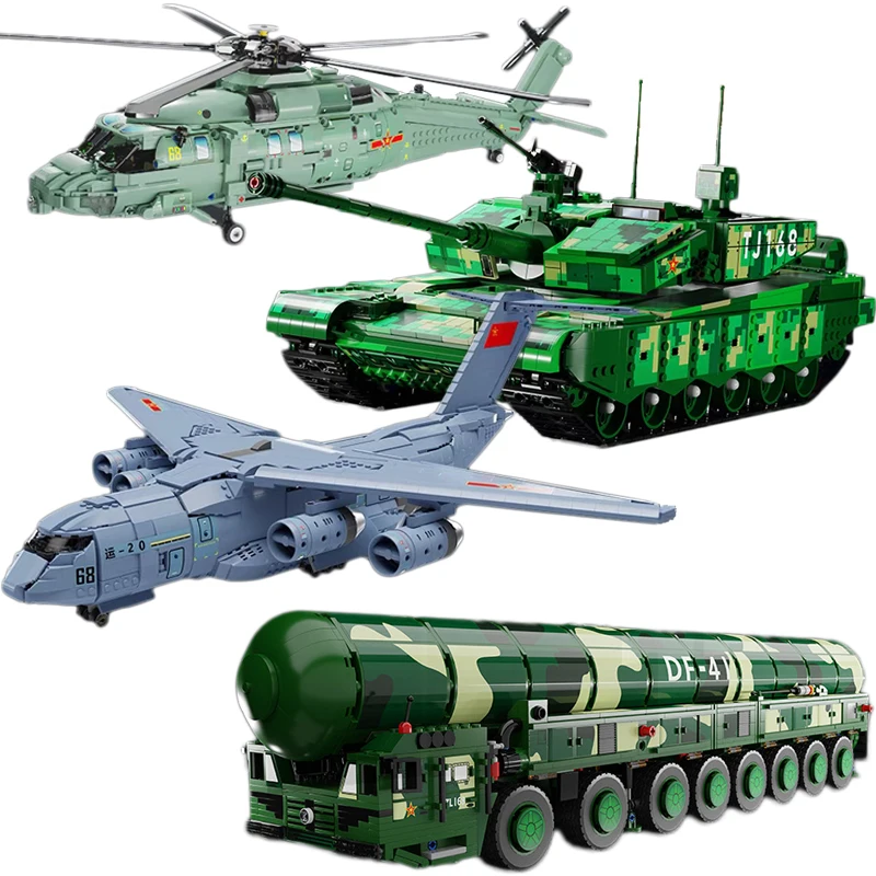 

Military 99A Tank Missile Truck Building Block Y-20 Transport Plane Model Bricks WW2 Weapon Soldier Toys For Kid Birthday Gift