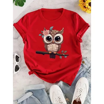 100% Cotton New Hot Sale Animal Print Women's Fashionable Casual Short Sleeve Tops Shirts for Women Harajuku Graphic T Shirts 1