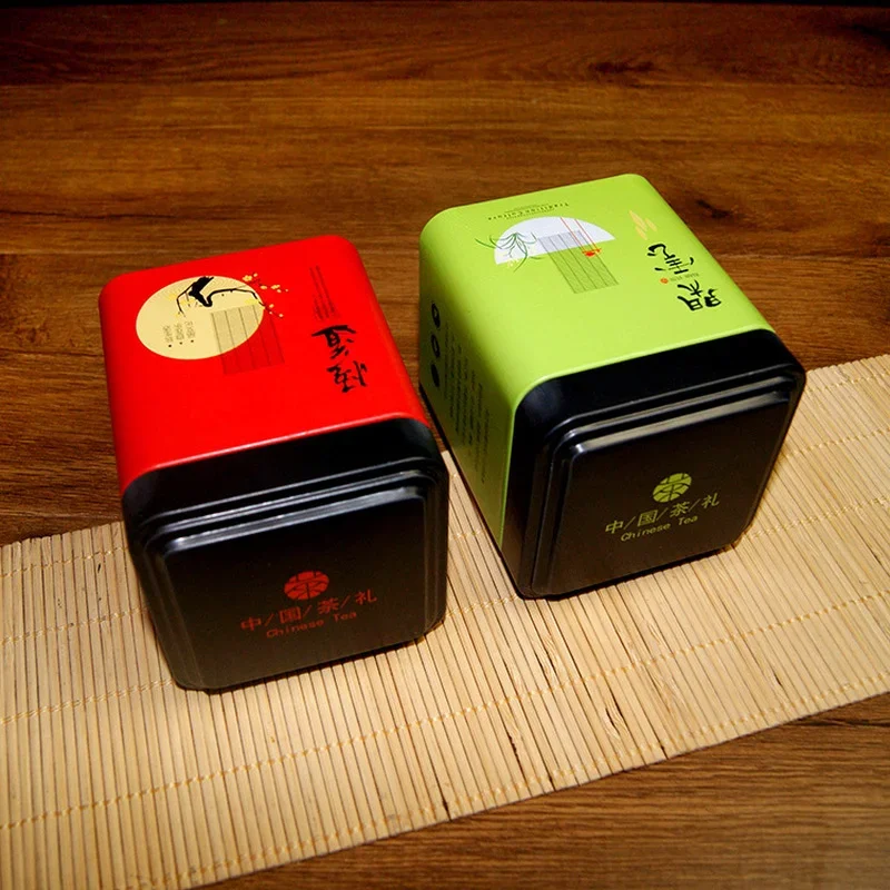Tea Canister Tea Sealed Box Kitchen Storage Container Jar Tin Square Can Candy Iron Canister Vintage Tea Box tea tin box tea canister