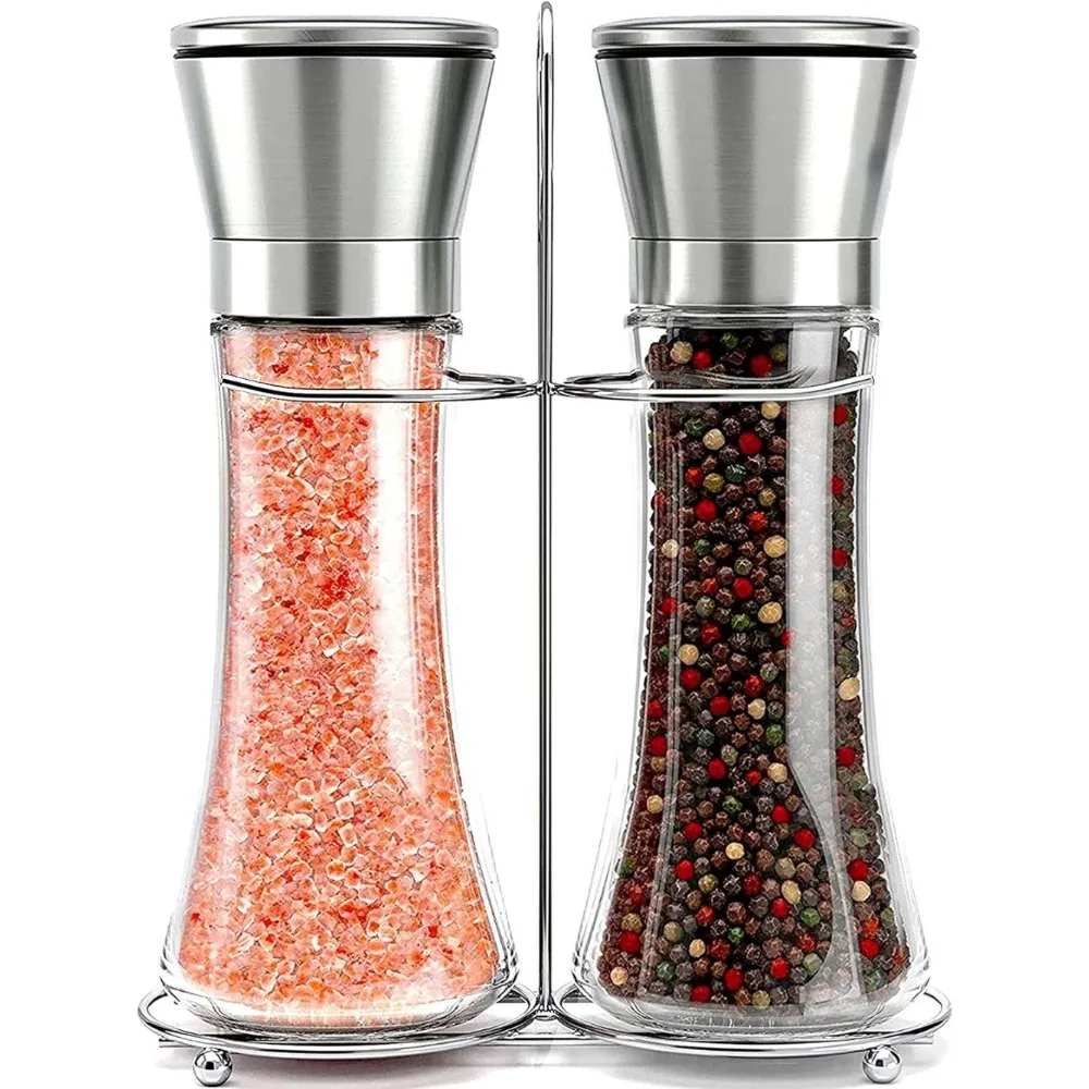 1pc Salt and Pepper Grinder Set Stainless Steel Refillable Salt Peppercorn Shakers Kitchen Tools
