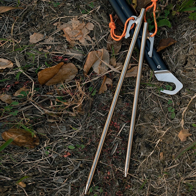 Tiartisan 6Pcs Titanium Alloy Heavy Duty Tent Pegs Outdoor Camping Tent Stakes Anti-bending Sturdy Canopy Nails Ground Pins