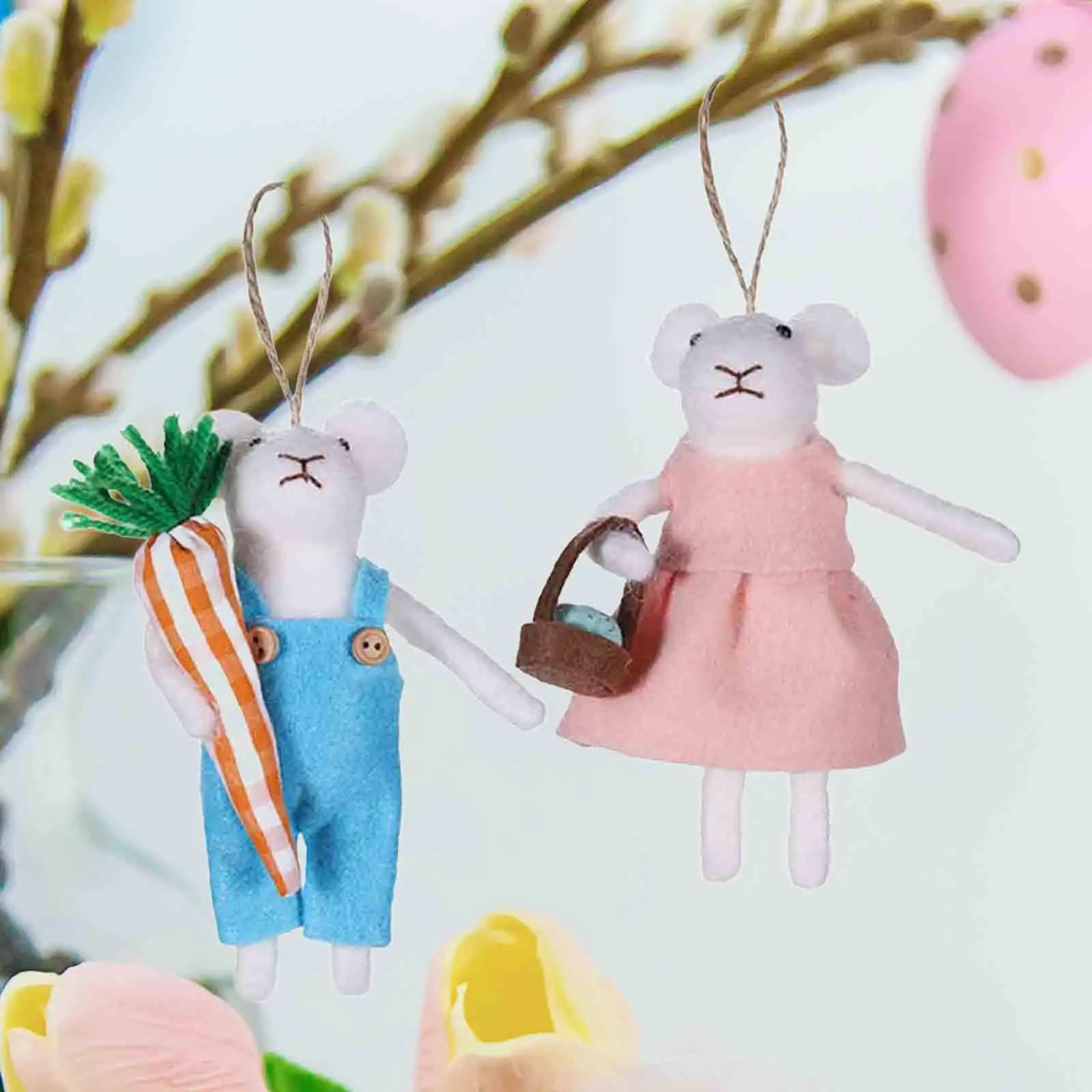 

Подвесные Украшения из фетра в виде мыши, 2 шт., Креативные украшения ручной работы для рождественской елки, для двери, рождественской елки, окна, искусственное украшение для дома