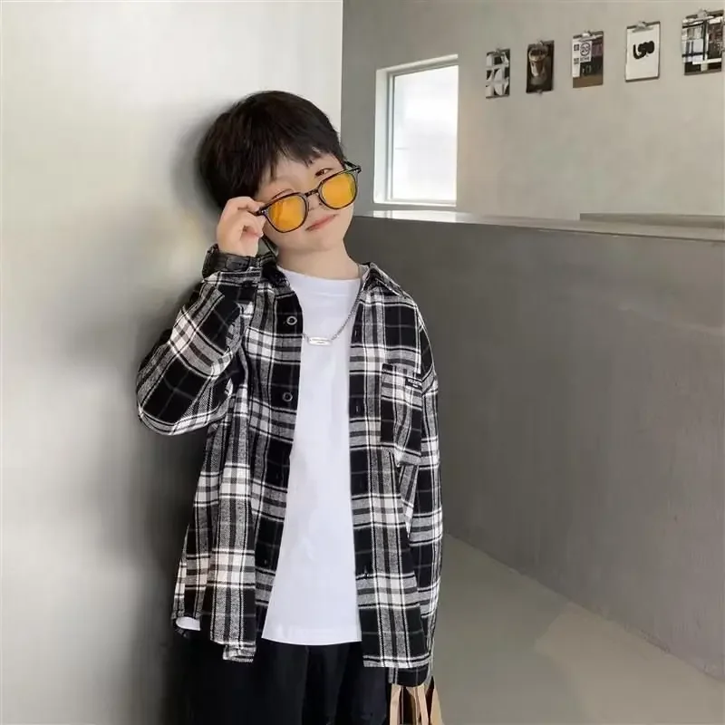 Trendy Korean Style Boys Cotton Shirt Long Sleeve New Arrival Summer Casual Shirt Top For Boys
