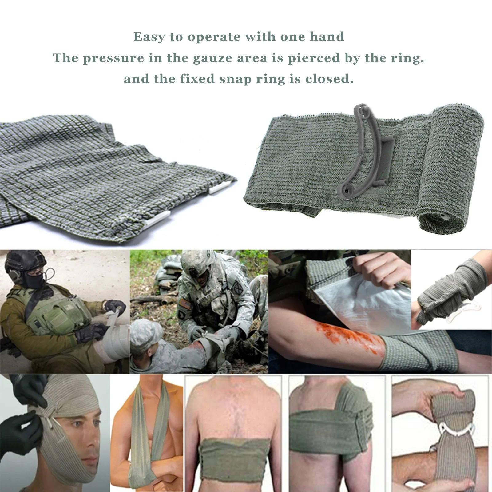 4/6inch Israeli Bandage Rescue Wound Dressing Emergency Compression Battle Dressing First Aid Trauma Military Bandages