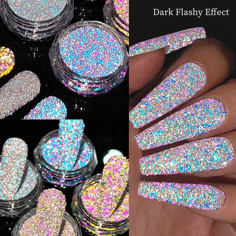 Reflective Glitter Powder Sparkle Silver Glitter Pigment Dip Chrome Dust Sequins Nail Art Manicure UV Gel Decoration nail powder,nail pigment,nail glitter,nail decoration,nail decorations