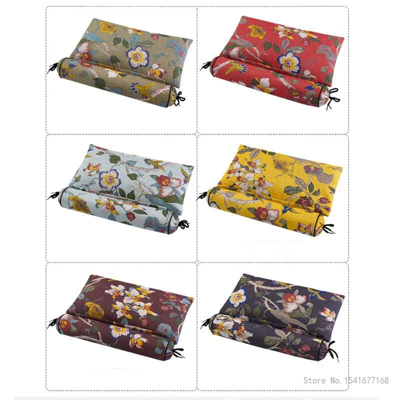 Pillow Core Full Buckwheat Cervical Protect for Sleeping, Massage Correction, Adult Sleeping Neck Flower Pattern Printing Pillow