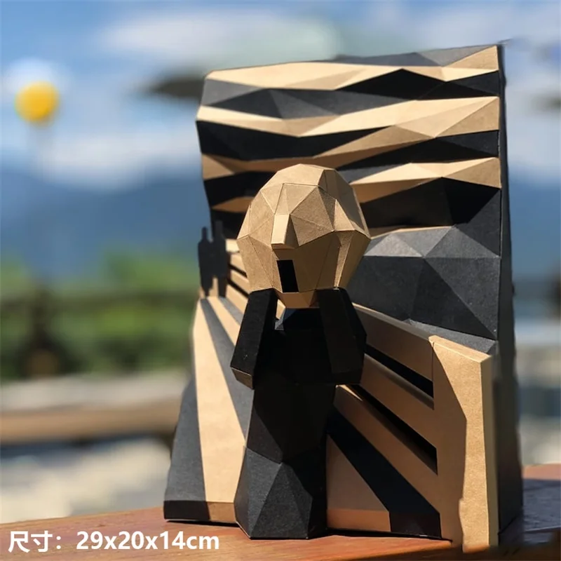 3D Paper Model World Famous Painting Paper Model Geometric Three-dimensional Sculpture Home Decor Desk Decoration Papercraft 3D Creative Art