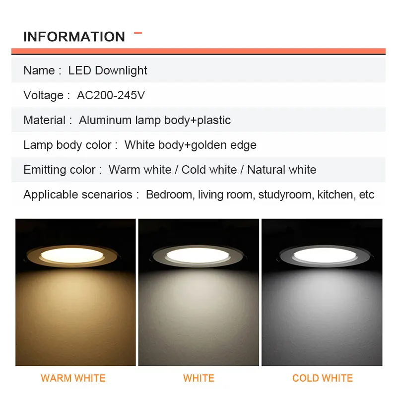 Spot LED Downlight Ceiling Lamp 7W 9W 12W 15W 18W spotlight cold white warm round recessed lamp AC 220V 240V Lighting led downlight,recessed ceiling spotlight,ceiling lamps
