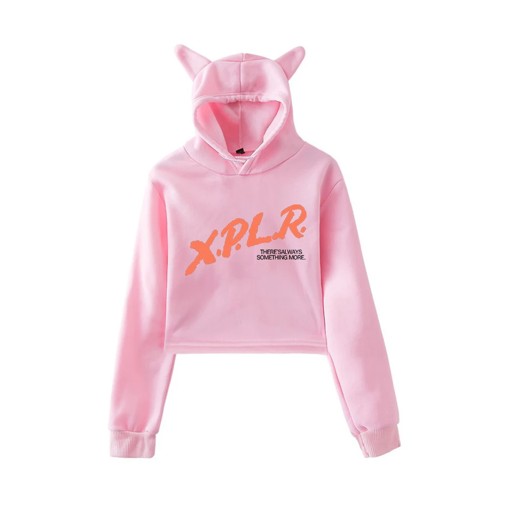 

Hoodies for women XPLR Sam and Colby Dare Merch Cat Ears Hoodie Long Sleeve Crop Top Sweatshirts Lovely Women's Clothing