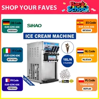 SIHAO Machine à crème glacée molle commerciale – Tri-saveur 18L/H avec écran LCD et nettoyage à une touche pour les desserts, les cafés 1