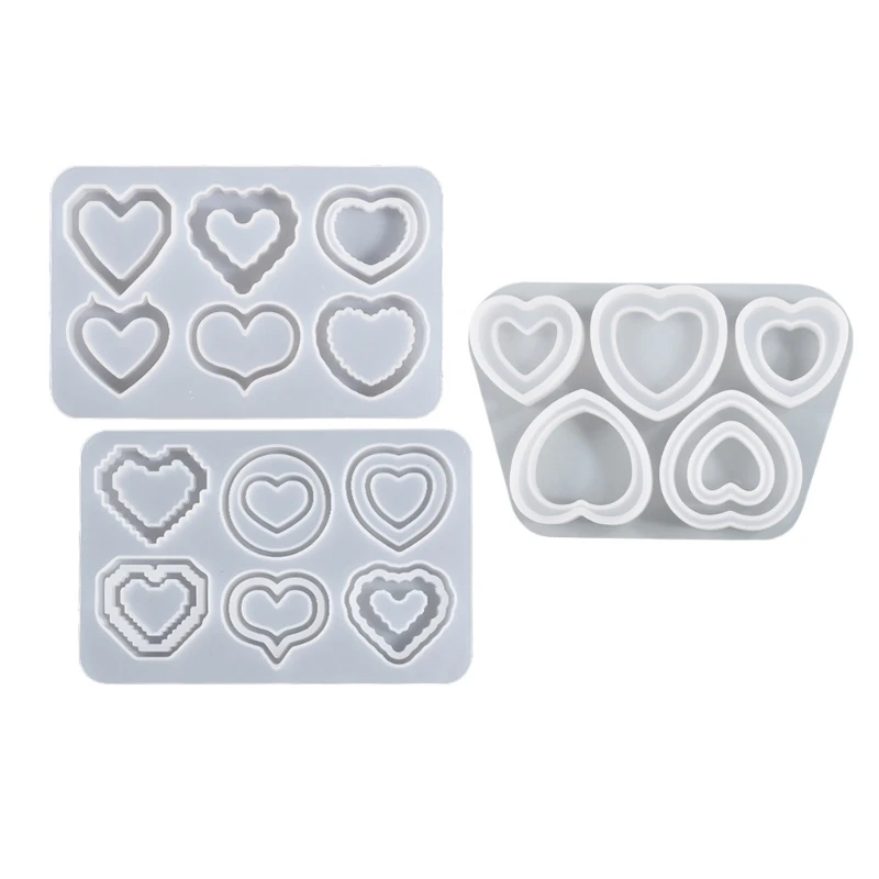 

N58F Heart Shaped Silicone Mold Epoxy Casting Molds Resin Shaker Mold DIY Pendant Keychain Jewelry Making Mold