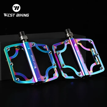 WEST BIKING pedali per bicicletta colorati 3 cuscinetti CNC Ultralight MTB parte per bici da strada antiscivolo pedali BMX piatti accessori per ciclismo