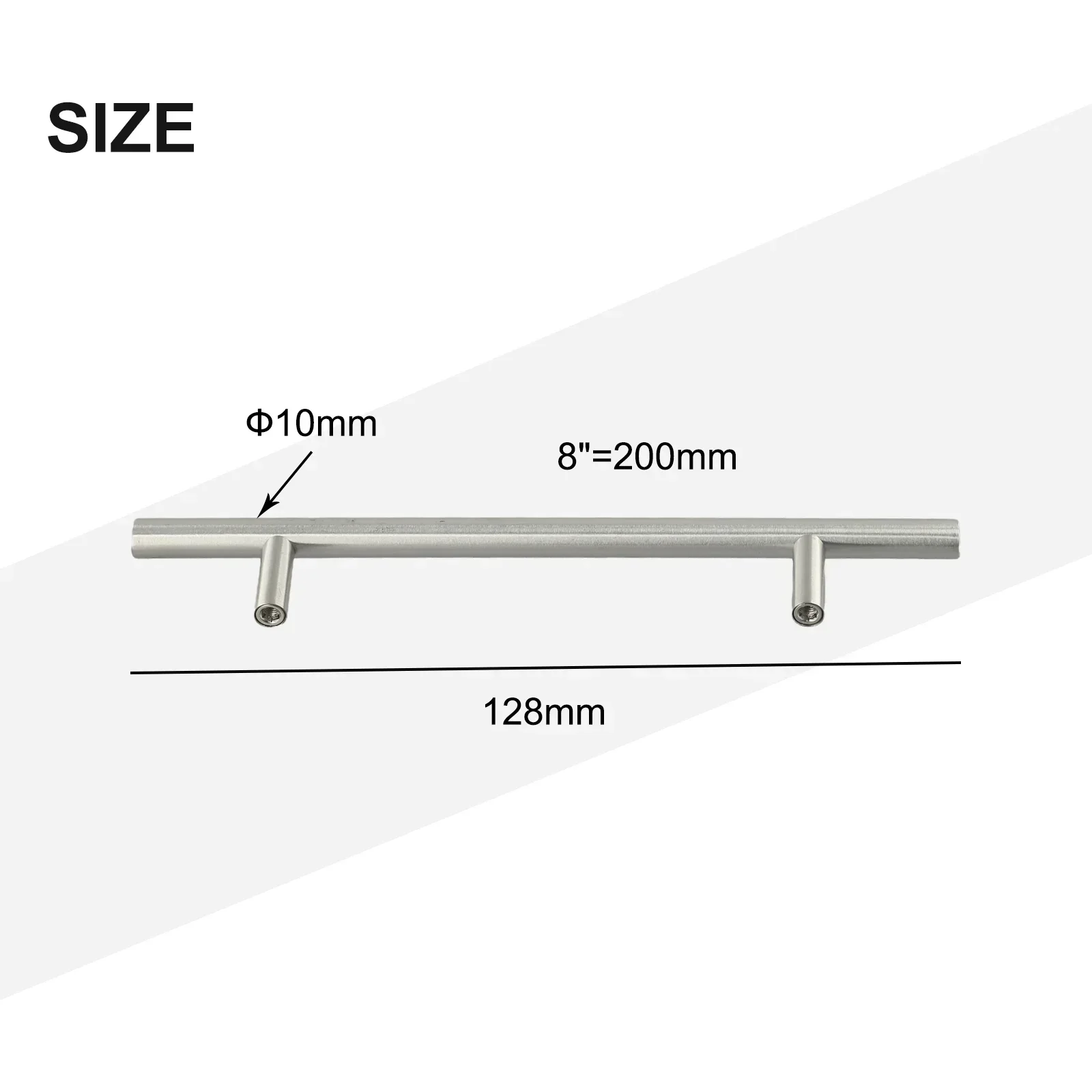 20 Pomelli A T In Acciaio Inox – Finitura Argento Spazzolato, Per Cassetti E Armadi, Foro Singolo, Con Viti