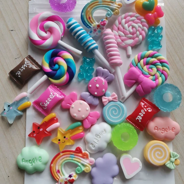 30pcs Resin Nail Charms 3D Cute Bear Lollipop Candy Jewelry fOR