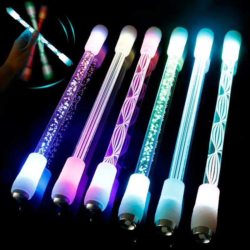 CreativeSpinningPenAcrylicLuminousPenColorfulLEDLightReleasePressureFingerRotating