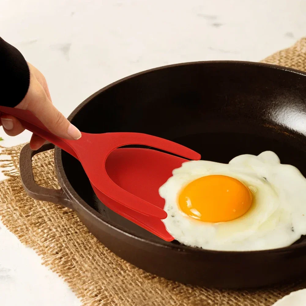 Kitchen Utensils Multifunctional Tool Set 2-in-1 Kitchen Accessories Kitchen Gadget Sets Omelette Spatula Silicone Spatula for Toast Pancake Egg Flip Tongs Cocina