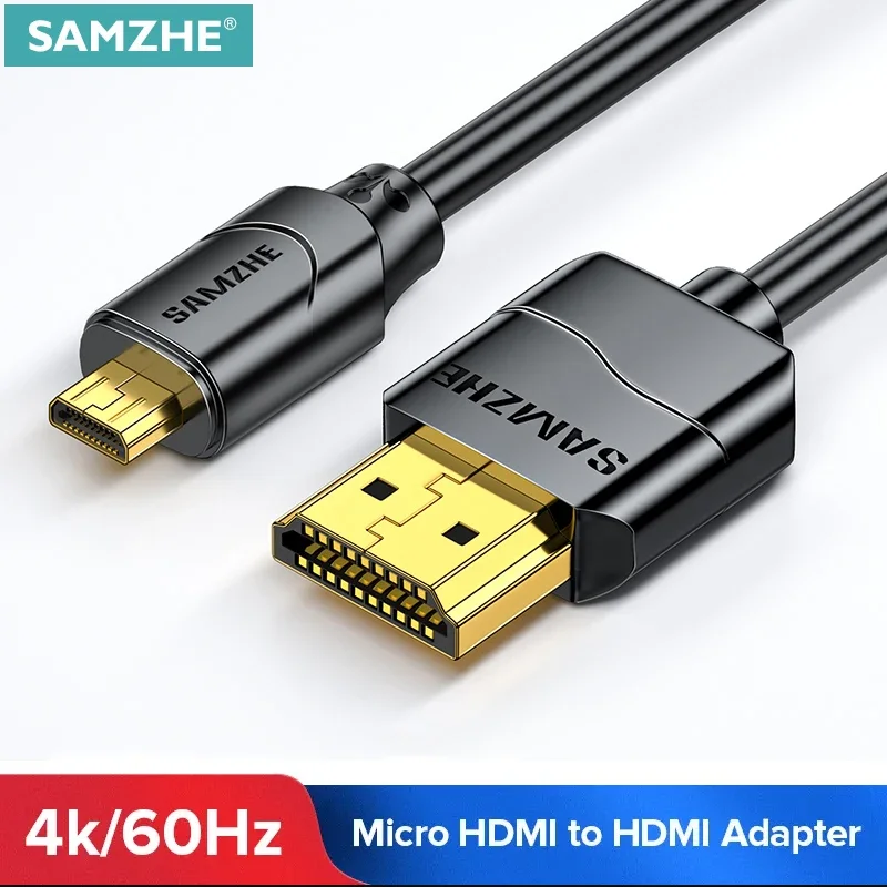 SAMZHE Micro-HDMI адаптер 4K/60 Гц 3D Micro HDMI для GoPro Hero 7 Raspberry Pi 4 Sony Nikon Плетеный HDMI кабель