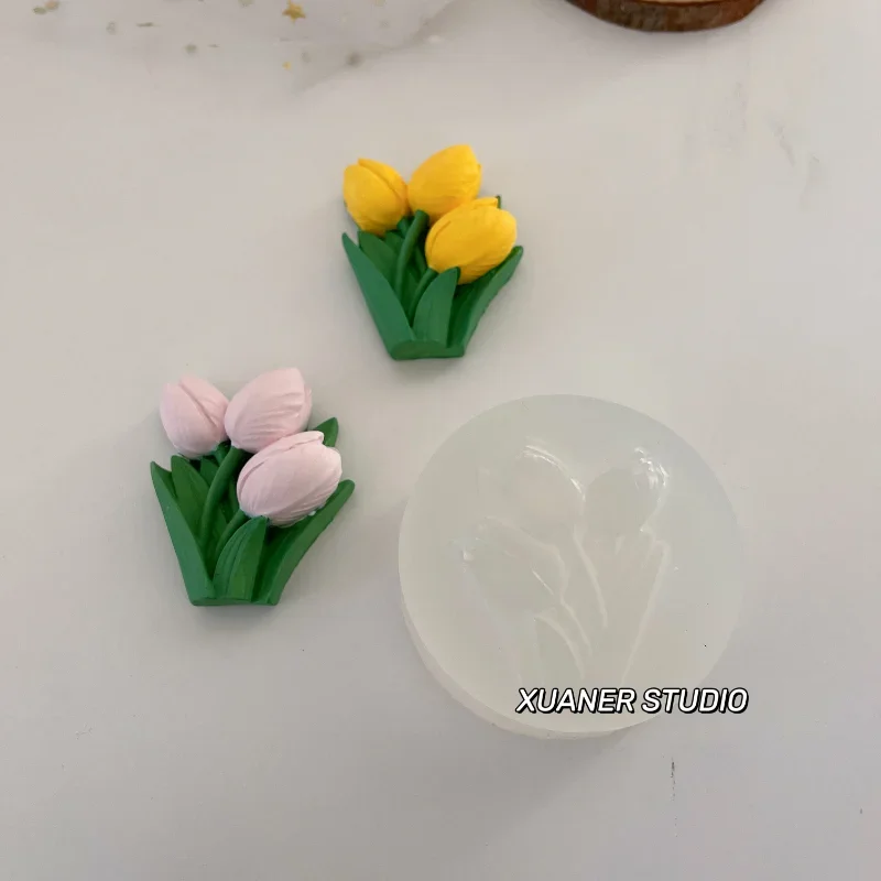 Tulip Flower Aromatherapy Candle Silicone Mold Creative Plaster Craft Decoration Handmade Soap Mold Food Grade Fondant