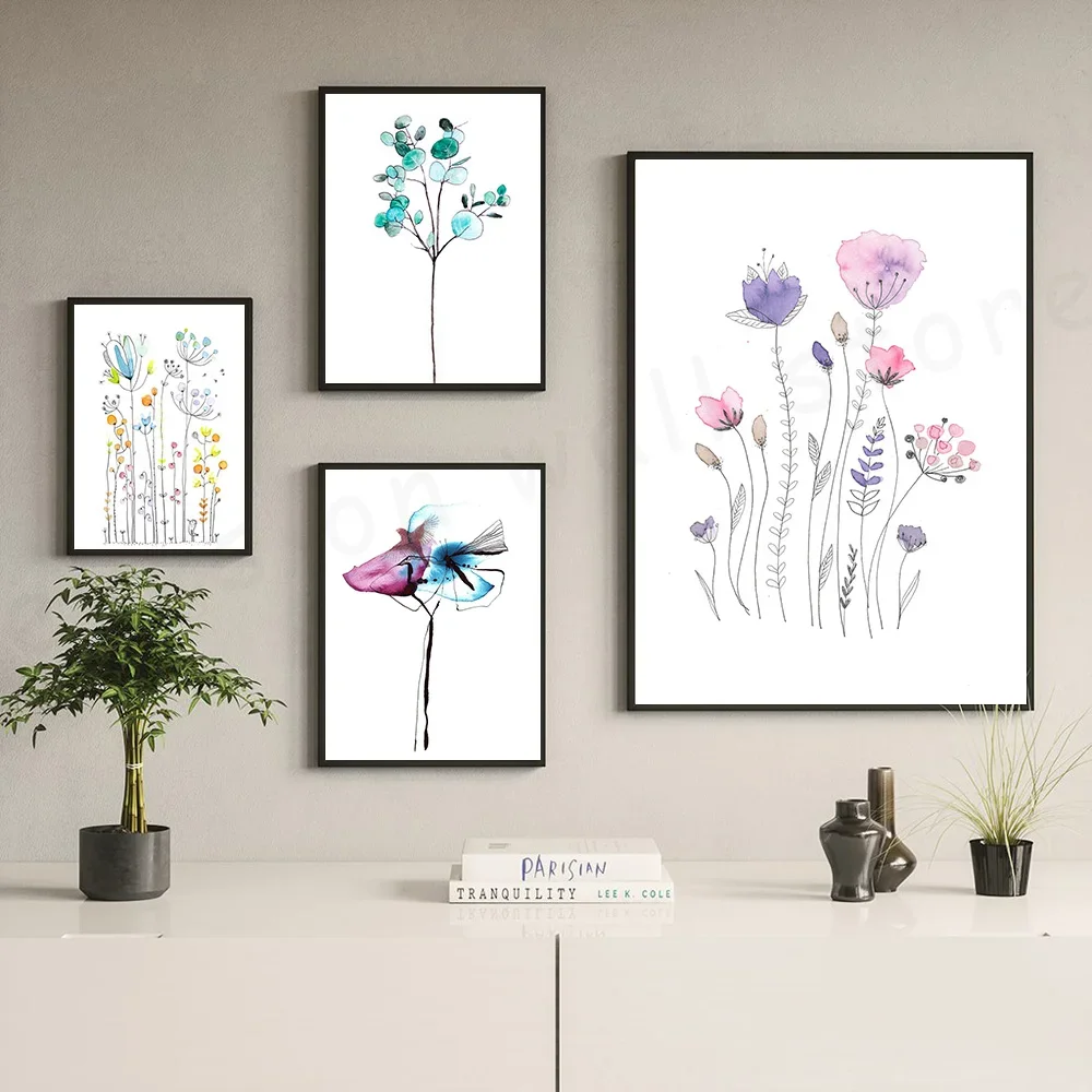 

Modern Waterproof Material Abstract Canvas Painting Nordic Flower Home Decor Simple Style Prints Living Room Wall Art