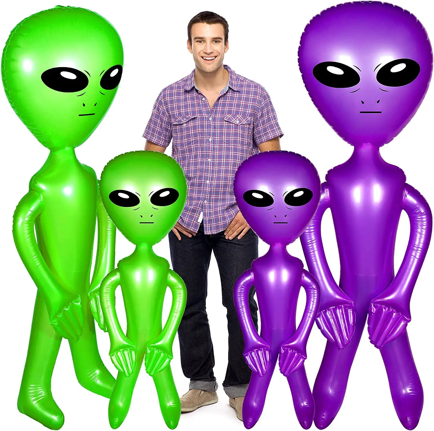 90cm UFO Alien Model Green Purple Blue ET Kids Adult Inflatable Toys Halloween Funny Cosplay Props UFO Birthday Party Supplies