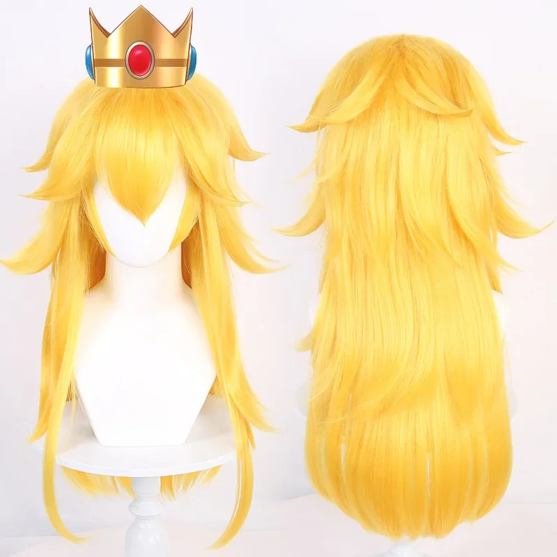 Halloween Women Princess Peach Cosplay Parrucca Styled Peach Girl Gold Hair Costumes
