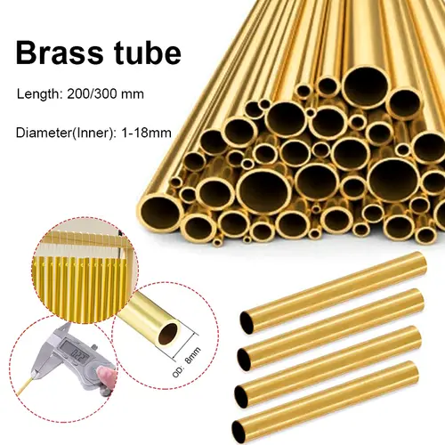 1pcs Brass Tube DIY Length 200mm 300mm 500mm Brass Round Tube Tube Round Diameter 25/22/20/18/16/14/12/10/8/6/5/4/3/2mm