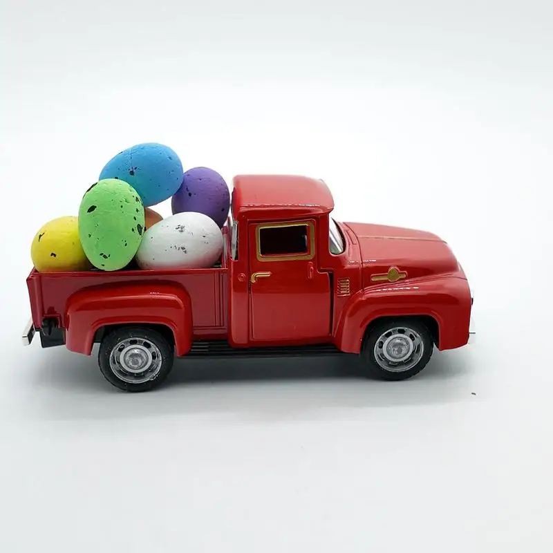 Truck Easter Decor Pickup Car Model With Eggs Happy Spring Small Truck Decorations Easter Farmhouse Metal Car Model For Holiday