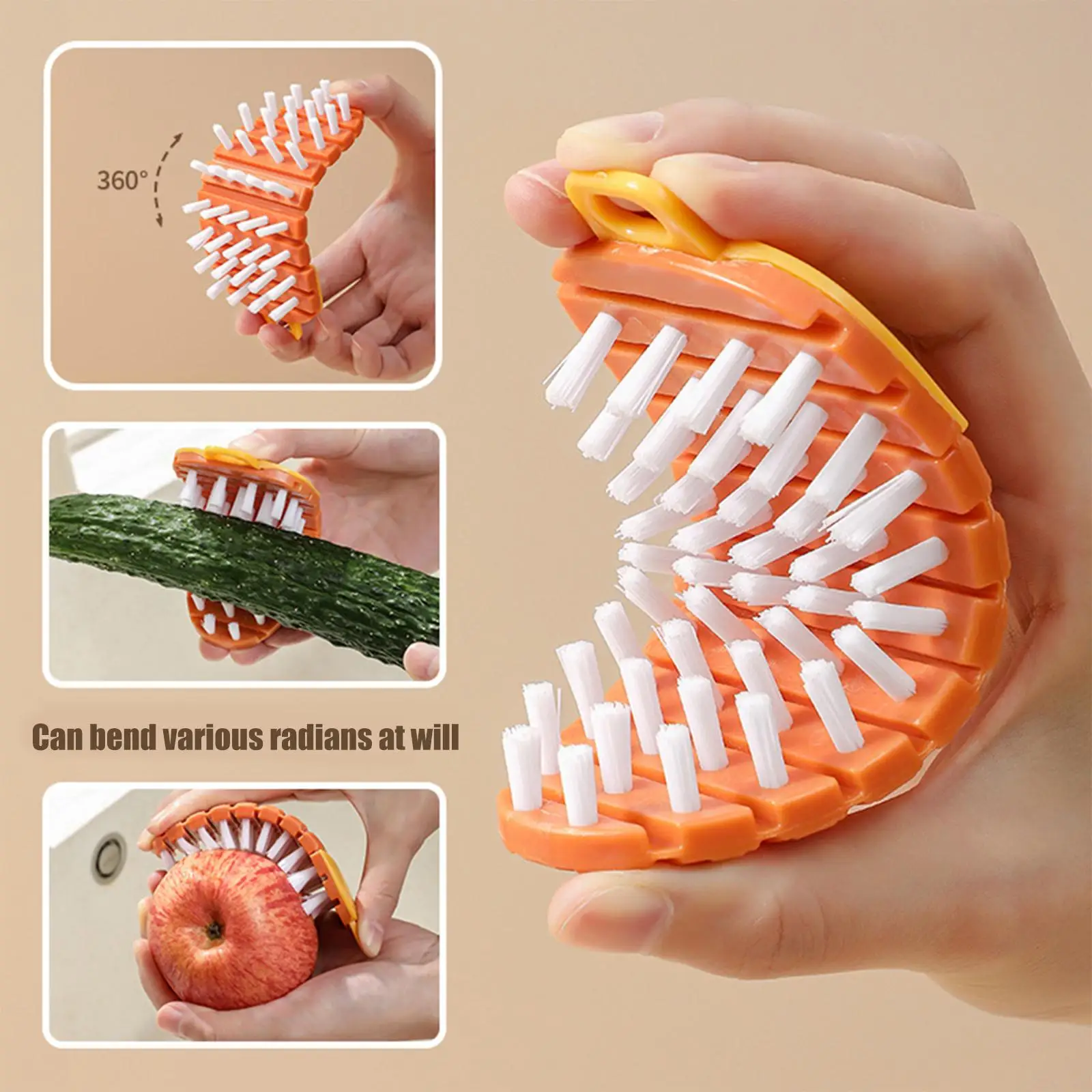 Multifunction Vegetable Fruit Cleaning Brush Flexible Bendable Kitchen Tools Accessories