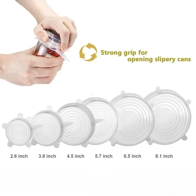 Food Cover Silicone Lids Reusable Sealing Cap Food Storage Container Cover Kitchenware Adjustable Elastic Silicone Caps Kitchen Home Garden