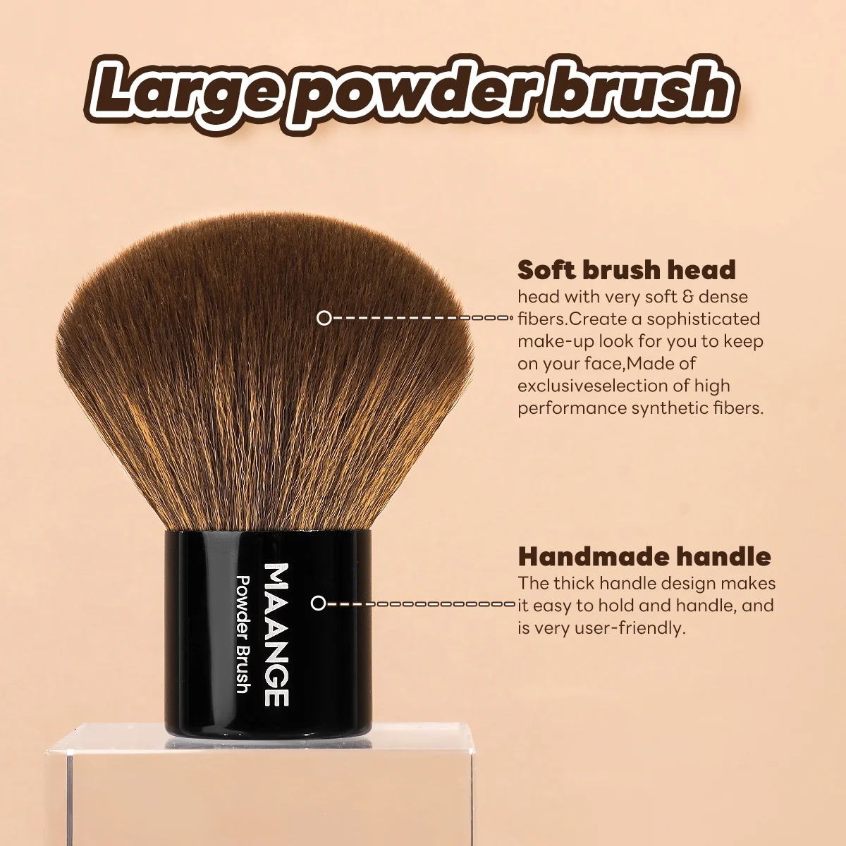 MAANGE Single Aluminum Tube Large Powder Brush Professional Makeup Brush Kabuki Mineral Powder Brush Loose Blush Brush Makeup 4