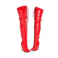Sgesvier 2025 Jazz dance high heels Sexy Women Over the knee boots female Knight boots Pointed zipper Pu Thin Heel 12CM Big Size - Image 2