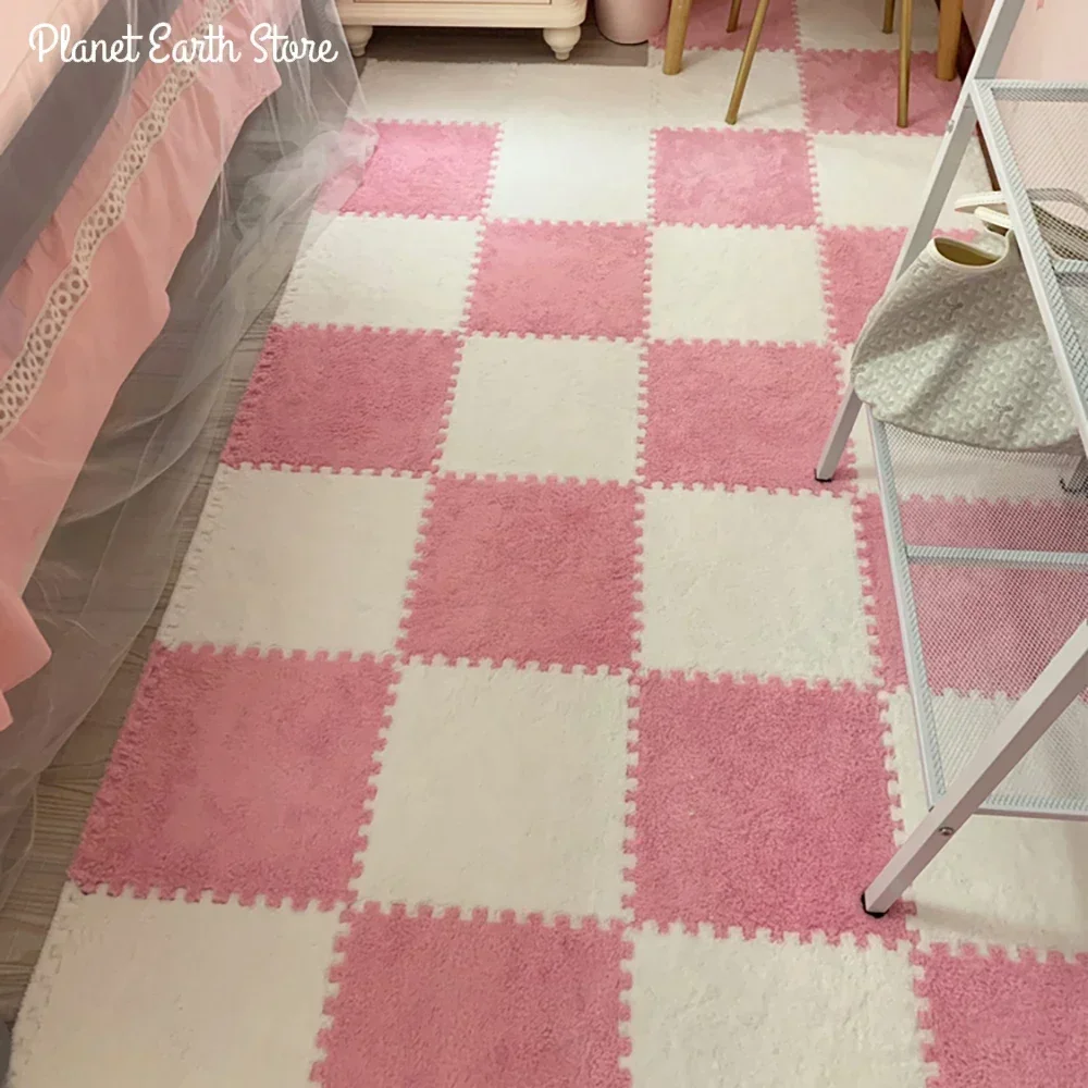 Plush Carpet 10/20Pcs Soft Plush Carpet Activities for Baby Game Carpet Kids Pad EVA Foam Children's Baby Long Hair Pad