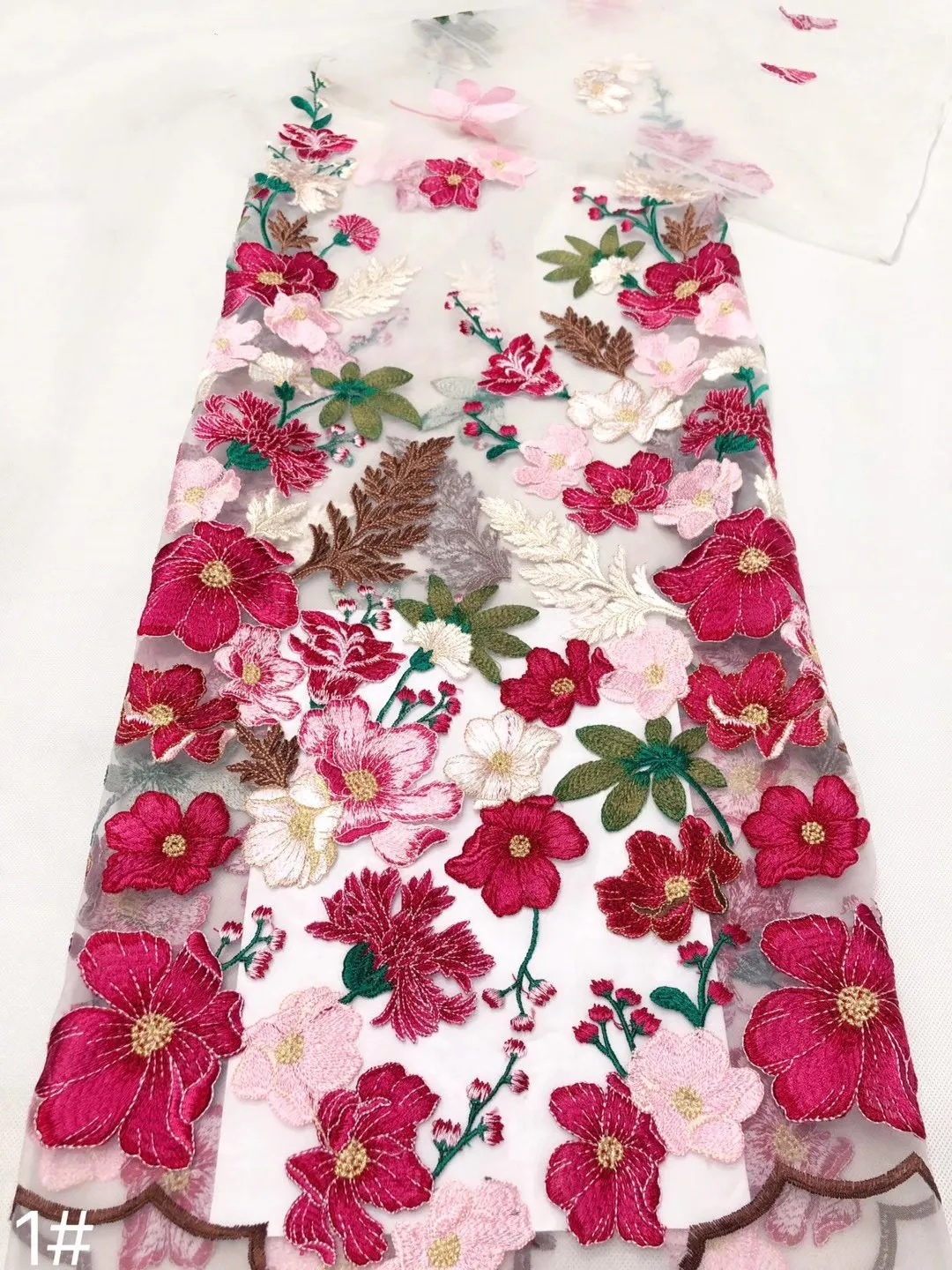 

High-grade colorful thread embroidery fabric French tulle net lace/ African fabric lace for Party dresses Ladies's dress design