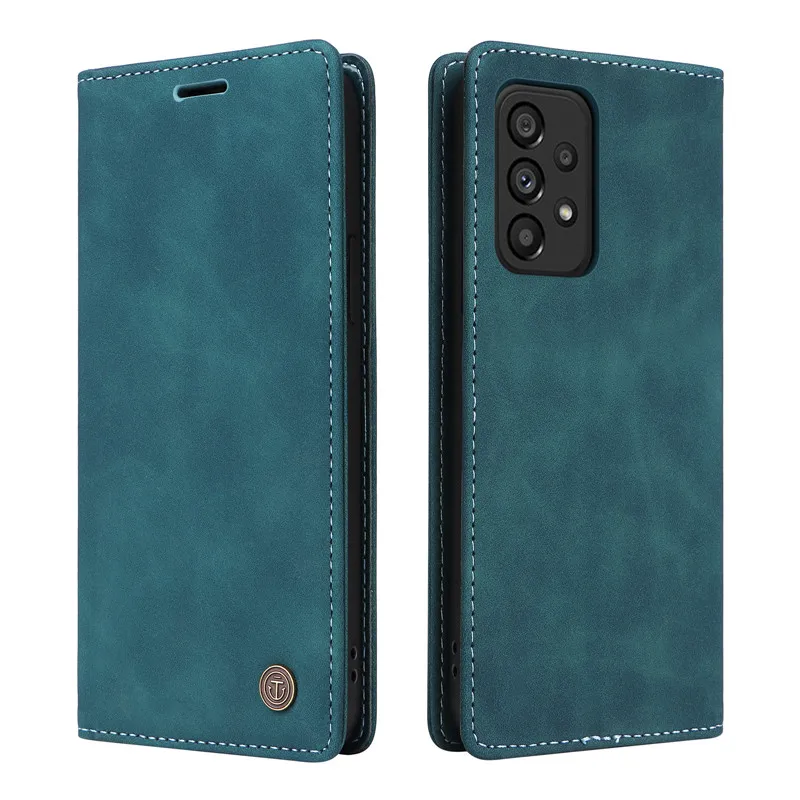 Retro Matte Luxury Flip Wallet Case - Solid Colors Leather Phone Cover