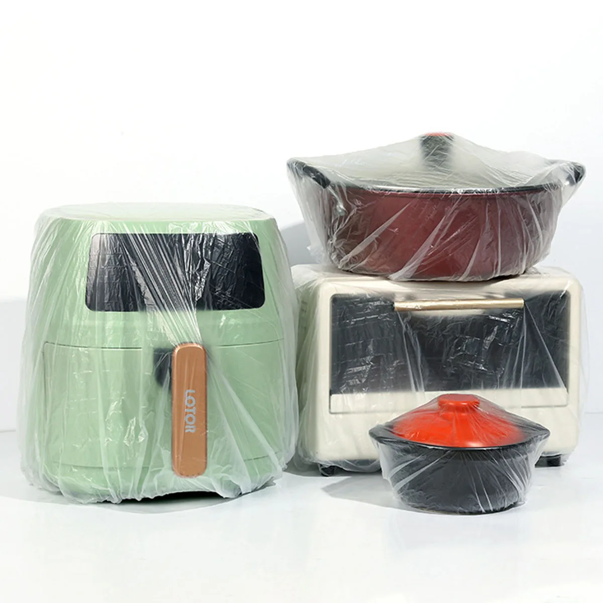 10pcs Disposable Dust Covers Large Capacity Plastic Transparent Kitchen Appliances Fans Rice Cooker Dust Insect Prevention Cover