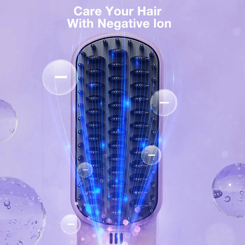 Portable Cordless Mini Hair Straightening Comb with Negative Ions, USB Rechargeable, Anti-Scald for All Hair Types.