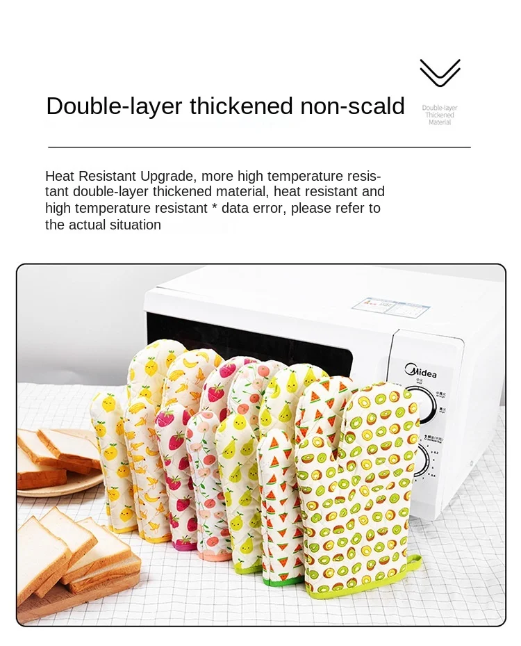 Description Picture 3 of item1pcs Microwave Baking BBQ Glove Cotton Cute Oven Heat Resistant Non-slip Kitchen Cooking Mitten