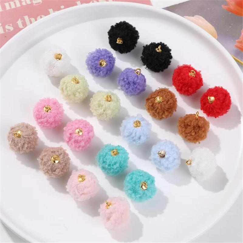 

10Pcs/Lot New Fashion Round Plush Hair Ball Charms For Diy Earrings Necklace Pendant Jewelry Making Craft Accessories