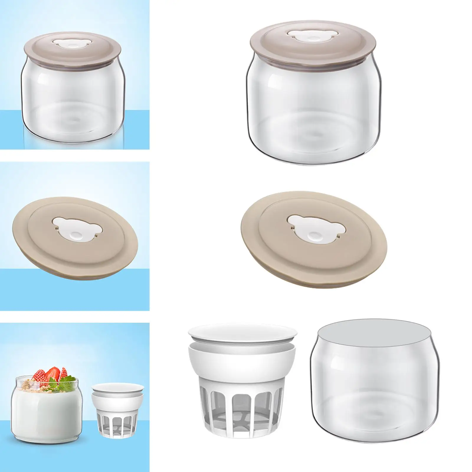 Cheese Maker, Greek Yogurt Filter Nut Milk Container, Glass Yogurt Maker Soy Milk Tea Jar for Homemade Jams Jelly