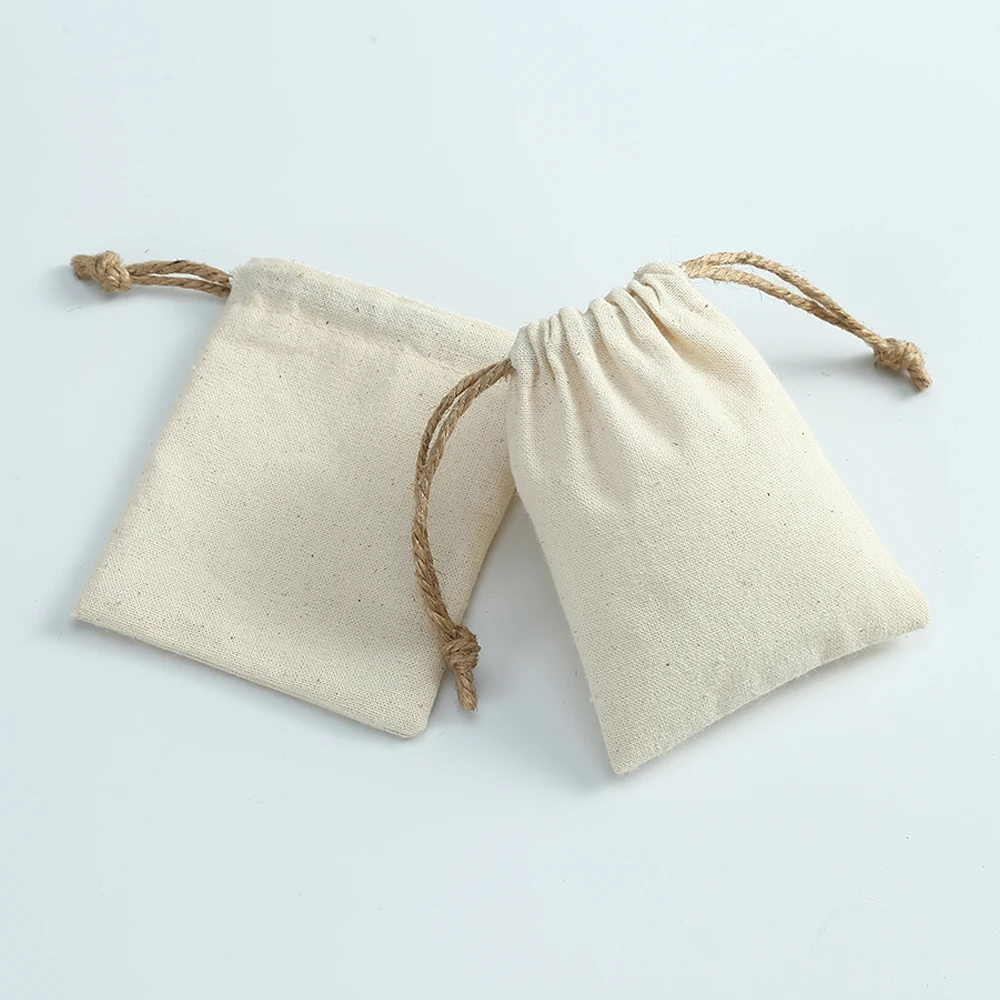 

50pcs Cotton Burlap Jewelry Bag Display Organizer Custom Wedding Christmas Party Candy Bag Present Personalizado Gift Pouches