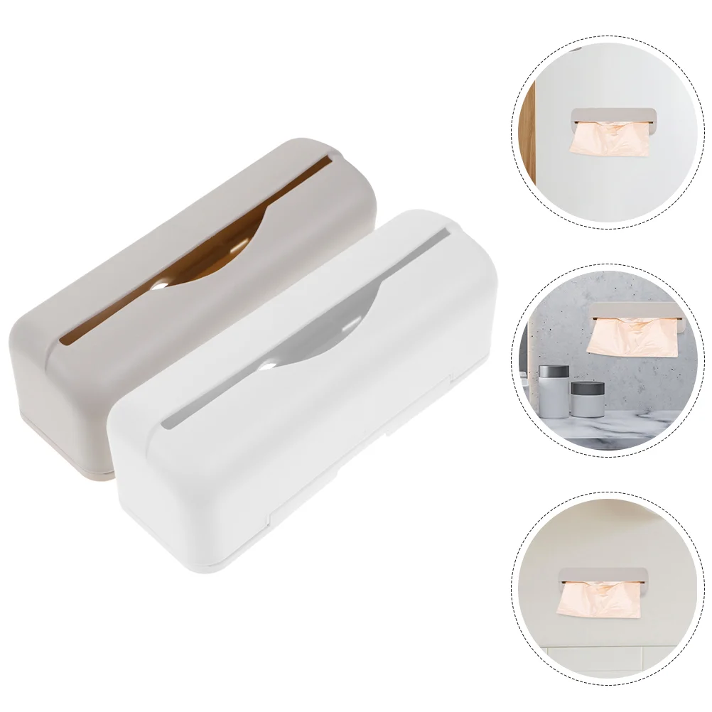 

2 Pcs Shopping Bag Storage Box Wall-mounted Kitchen Holder Grocery Pocket Containers Organization Waste Organizer Plastic