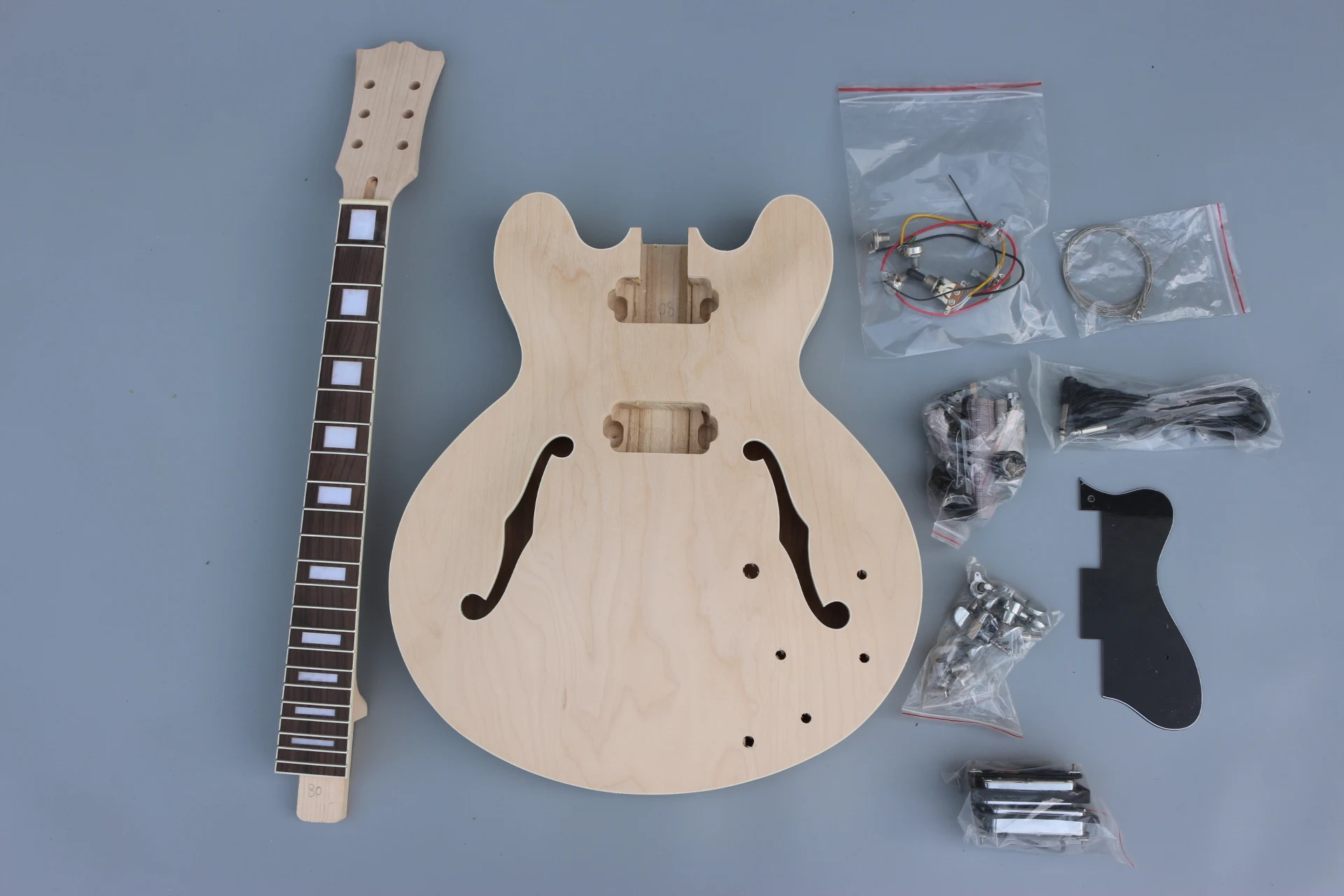 

Yinfente 1Set Guitar Kit Semi Hollow Guitar Body Maple Guitar Neck 22fret 24.75inch Rosewood Fretboard with guitar hardwares