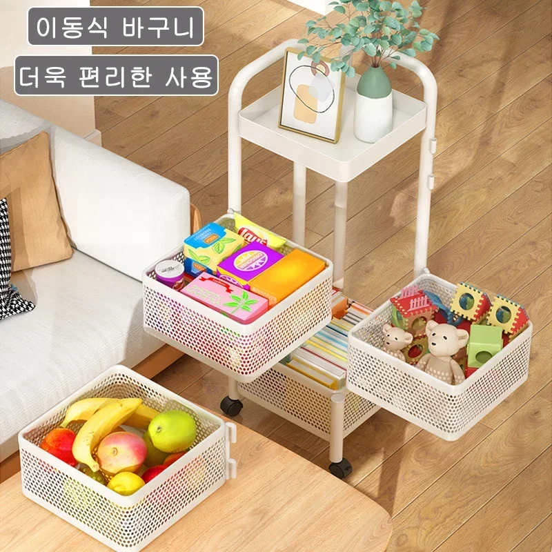 Multi-functional Storage Rack Vegetable and Fruit Basket Kitchen Shelving Multi-floor Home Installation Free